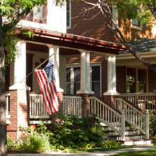 House with Porch and Flag