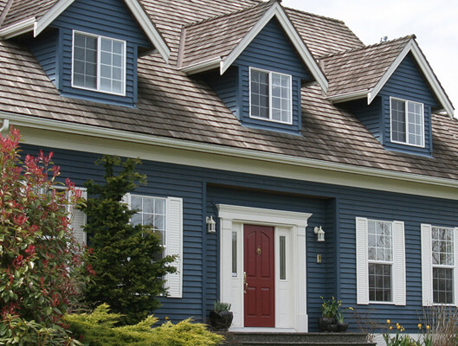 Blue House with Red Door